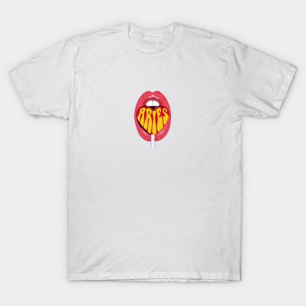 Aries Zodiace Sign Lolipop T-Shirt by juliahealydesign